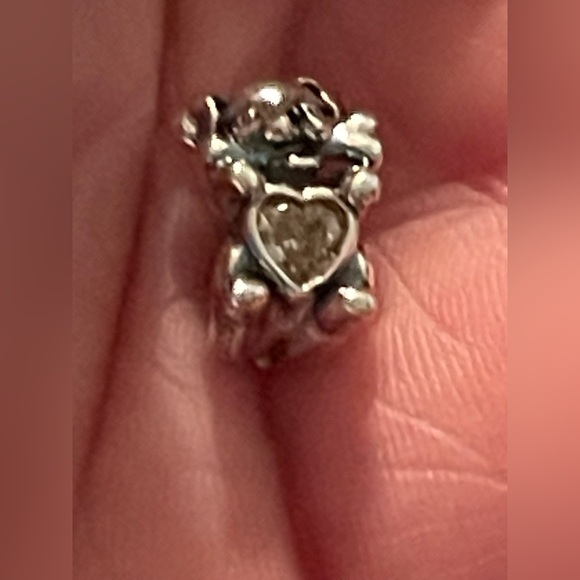 Pandora 925 Sterling Silver Dog with a Bone Charm and Pink Heart - Picture 5 of 12